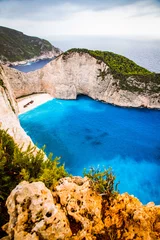 Cercles muraux Plage de Navagio, Zakynthos, Grèce navagio beach with the famous wrecked ship in Zante, Greece