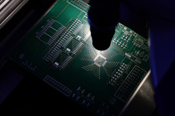 A close up of circuit board without electronic components, ready for mounting electronic circuits....
