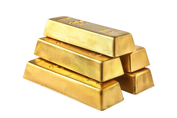 Stacks of gold bars isolated on white background symbolizing wealth and financial security