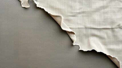 Ripped fabric on neutral background, concept of fragility and texture
