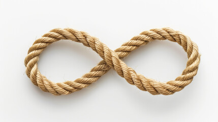 light brown rope in the shape of infinity symbol isolated on white background