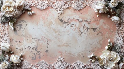 Delicate Lace middle space, border frame with Victorian Tea Room theme, ideal for bridal accessories and elegant home decor product displays.