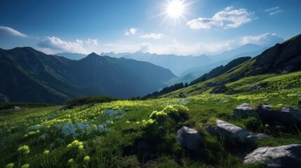 nice view in the mountain green blue scheme 8k photography, ultra HD, sharp.