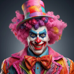 scary clown, April fool day concept - obrazy, fototapety, plakaty