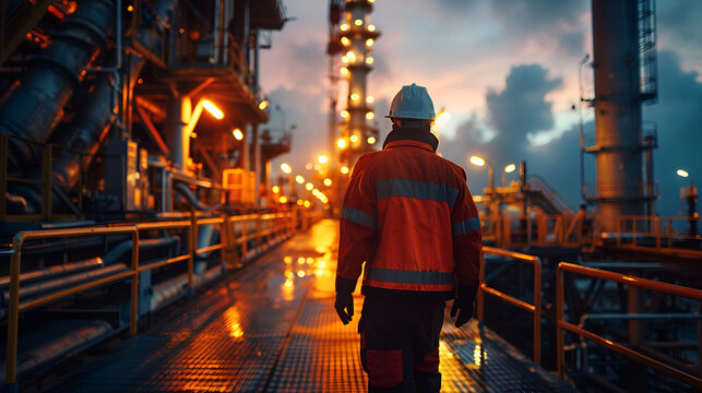 Oil drilling frame and exploration technician, Labor Day, Generative Ai