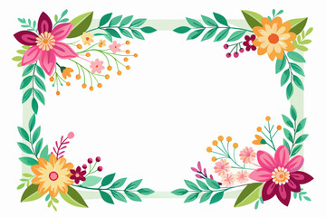 Fototapeta na wymiar flower border frame template with decorated corner vector illustration