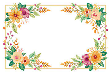 Fototapeta na wymiar flower border frame template with decorated corner vector illustration