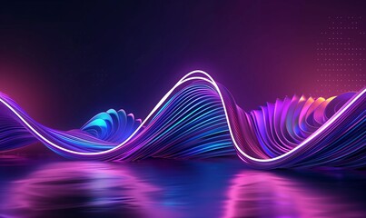 Neon Sound Wave Background - obrazy, fototapety, plakaty