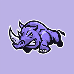 angry rhinos cartoon character mascot