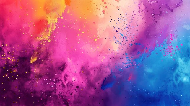 Colorful explosion of Happy Holi powder. Holi festival celebration poster banner creative template.Ai generated