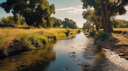 nice view of smal rivers and smal canal in spain 8k photography, ultra HD, sharp. - obrazy, fototapety, plakaty