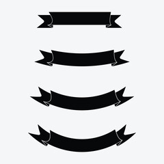 flat design black ribbon banner icon. Ribbon black silhouette. Flat style vector isolated on white background. Vector illustration. Eps file 373.