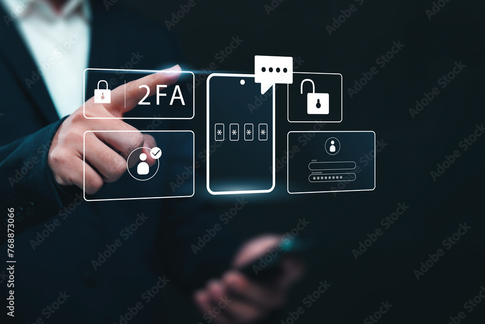 Poster 2 factor authentication 2fa method using mobile phone to protect data and account on internet data s