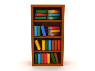 3D Rendering of bookshelf with colorful books