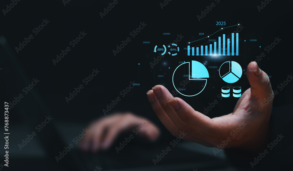 Poster business analytics tools charts and graphs with statistics to analyze business potential and forecas