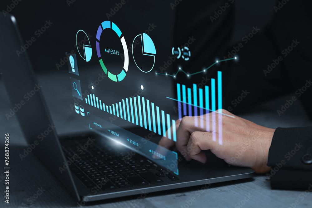 Poster business analytics tools charts and graphs with statistics to analyze business potential and forecas