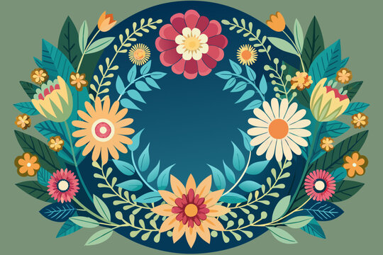 flowers border circle vector illustration