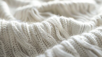 A close-up shot of the texture of a white sweater, creating an abstract pattern of light and shadow.