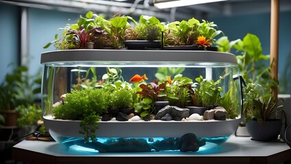 novel methods applied to vertical gardening and rooftop farming.Techniques for vertical gardening that enhance compact interior areas in smaller houses - obrazy, fototapety, plakaty