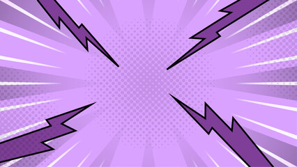 White and purple violet comic pop art. Trendy retro vintage background in pop art retro comic style. Illustration easy editable. Vector for superhero design, web, banners, posters, cards, wallpapers
