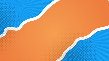 Blue white and orange vector abstract flat design bright comics background. Vector illustration for superhero design, web, banners, posters, cards, wallpapers