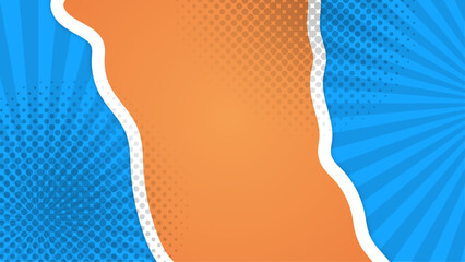 Blue white and orange vector abstract background comic style in flat design. Vector illustration for superhero design, web, banners, posters, cards, wallpapers