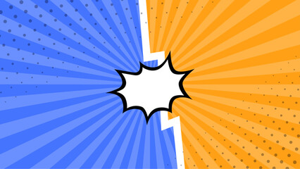 Blue white and orange abstract creative concept comics pop art style blank layout background. Vector illustration for superhero design, web, banners, posters, cards, wallpapers