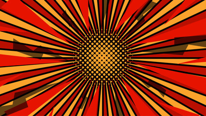 Red orange and black vector abstract comic pop art page background design. Vector illustration for superhero design, web, banners, posters, cards, wallpapers