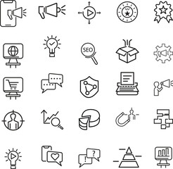 Digital Marketing icons set with white background.