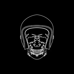 Cool skull logo wearing a helmet. Skull vector illustration.