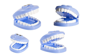 A set of blue and white dental tools