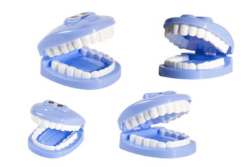 A set of blue and white dental tools