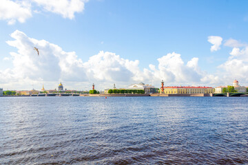 Fototapeta premium View of the Spit of Vasilyevsky Island and the sights of St. Petersburg, Russia