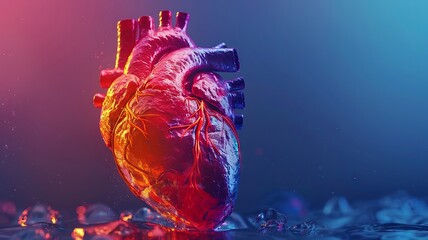 Saturated hues highlight human heart in health education graphic