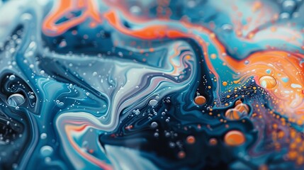 This precise close-up reveals the dynamic essence of fluid abstract art, inspiring a feeling of motion. - obrazy, fototapety, plakaty
