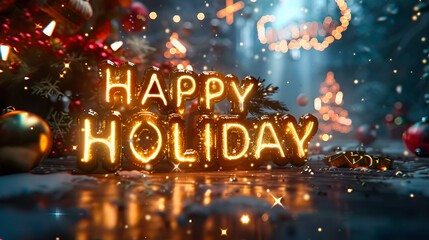 Happy Holiday, Text of "Happy Holiday". Generative Ai
