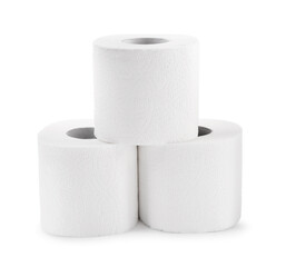 Soft toilet paper rolls isolated on white