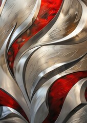Develop a sleek and modern abstract design using silver red background