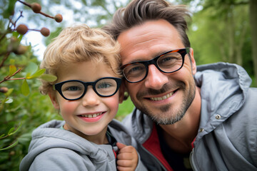 Fototapeta premium Lovable little child with his her mom dad happy family mother father day celebration Generative AI