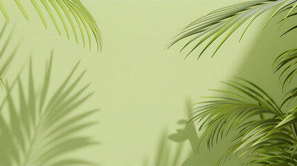Fototapeta na wymiar Tropical palm leaf shadow background wall, used for product display, advertising display, summer sample display,Minimalist poster banner background