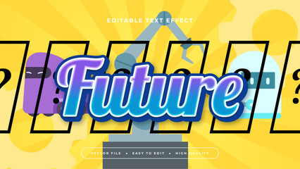 Blue yellow and purple violet future 3d editable text effect - font style