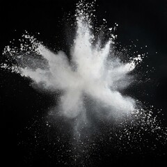 White powder exploding on black background.