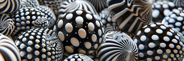 3D schwarz weisse geometrische und organisatorische Formen und Mustern  - obrazy, fototapety, plakaty