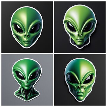 Dise&ntilde;o de pegatinas 3d alienigenas 