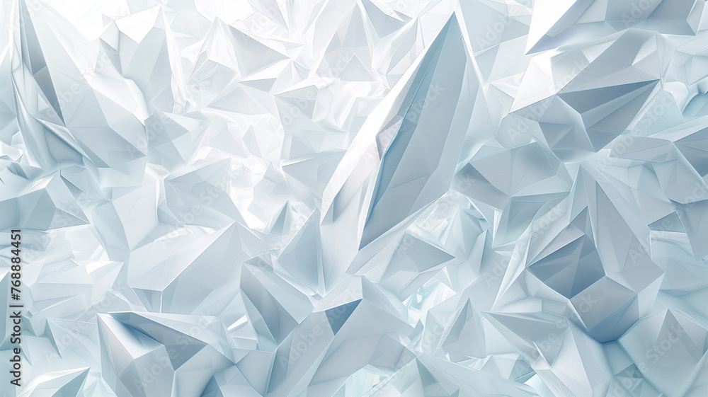 Wall mural white abstract of chaotic polygonal shapes. futuristic background with polygonal shapes. 3d renderin