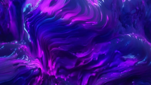 3d render of abstract art video animation with surreal motion moving festive wavy party balls sphere particles liquid substance in blue purple gradient color