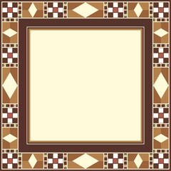 Beautifully Detailed Oriental Marquetry Seamless Decorative Patterns Borders Square Frame Four