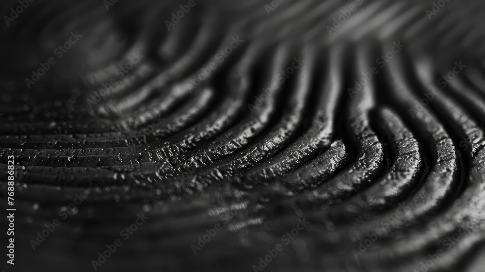Aufkleber a close-up view of a black surface with wave-like textures, highlighting the play of light and shado