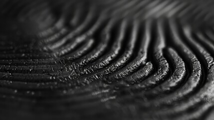 A close-up view of a black surface with wave-like textures, highlighting the play of light and shadow. - obrazy, fototapety, plakaty
