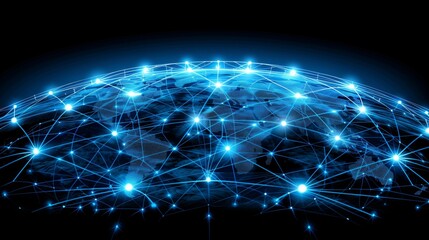 Global network  earth covered by innovative perceptron lines for worldwide connectivity